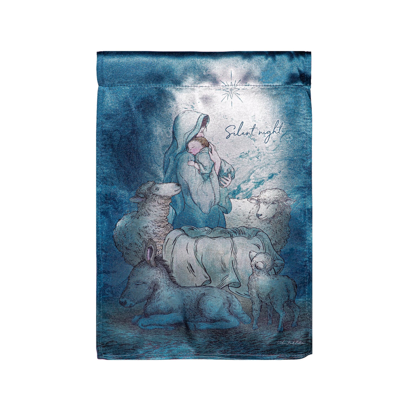 SILENT NIGHT LUSTRE GARDEN FLAG