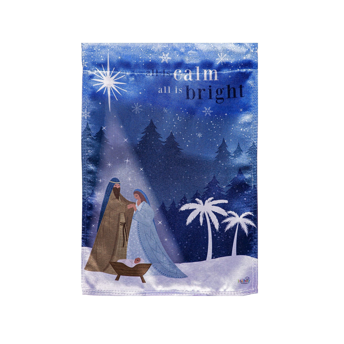 ALL IS CLAM NATIVITY LUSTRE GARDEN FLAG