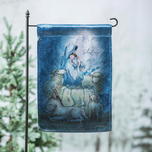 SILENT NIGHT LUSTRE GARDEN FLAG