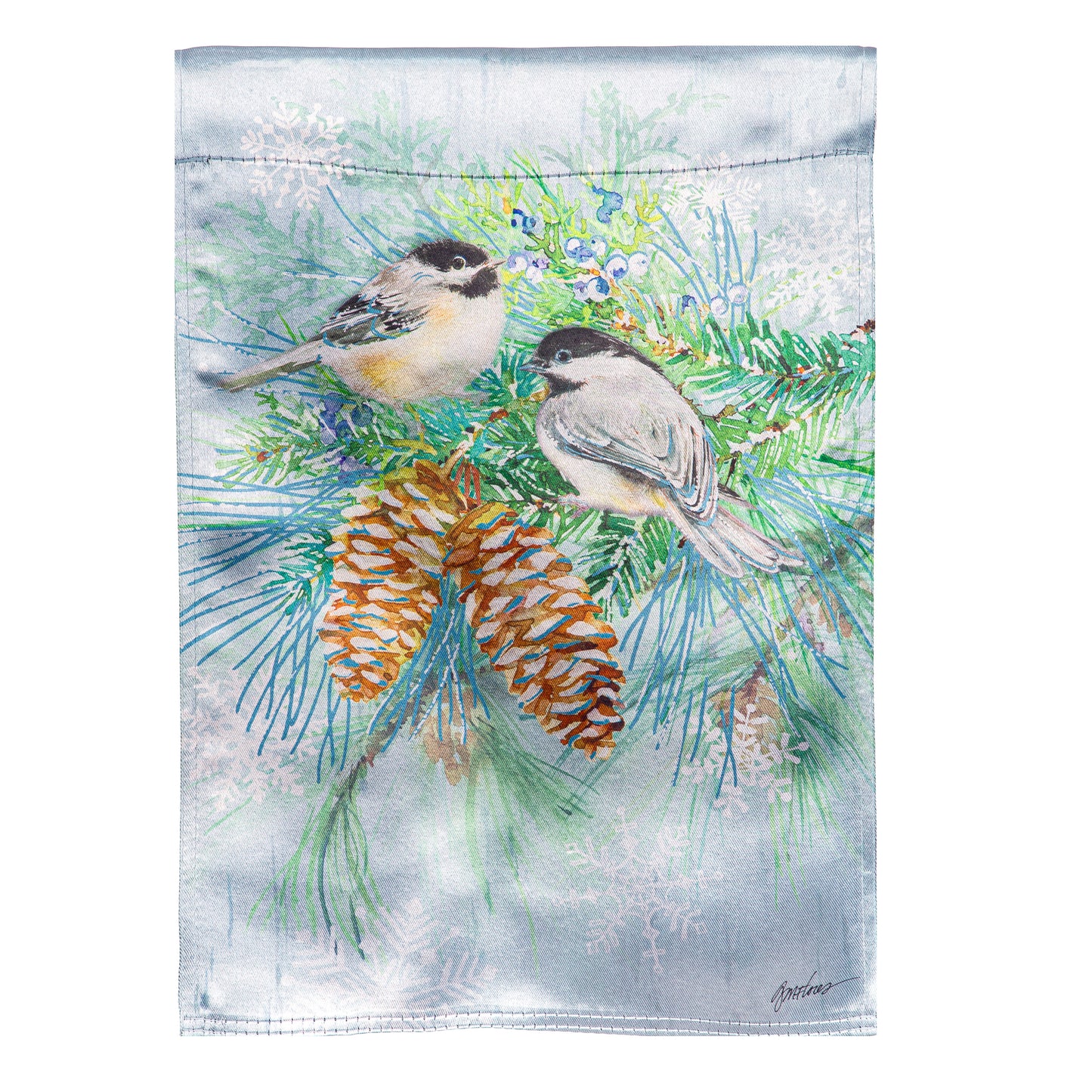 WINTER FROST LUSTRE GARDEN FLAG