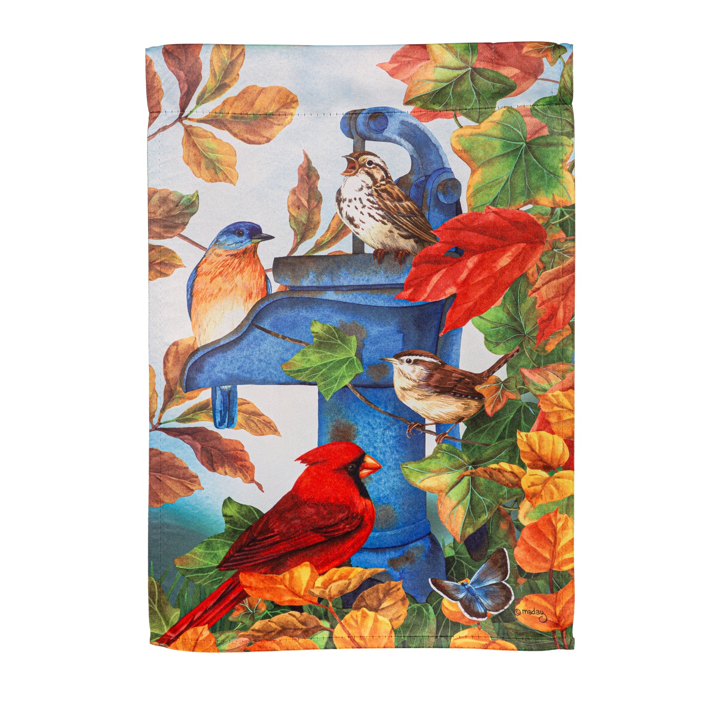 WHERE BIRDS GATHER SUEDE GARDEN FLAG