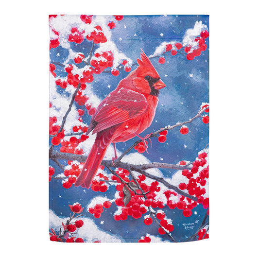 RED CARDINAL SUEDE GARDEN FLAG