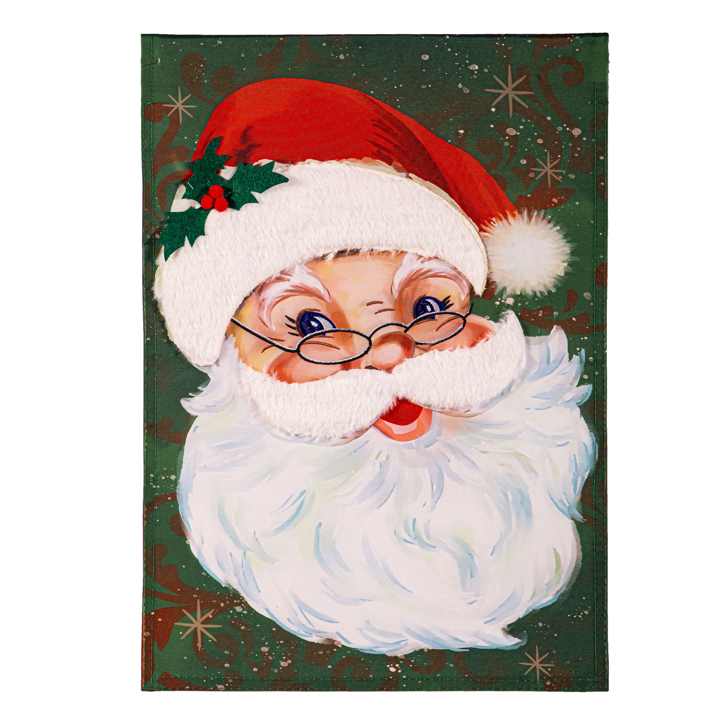 MERRY SANTA APPLIQUE GARDEN FLAG