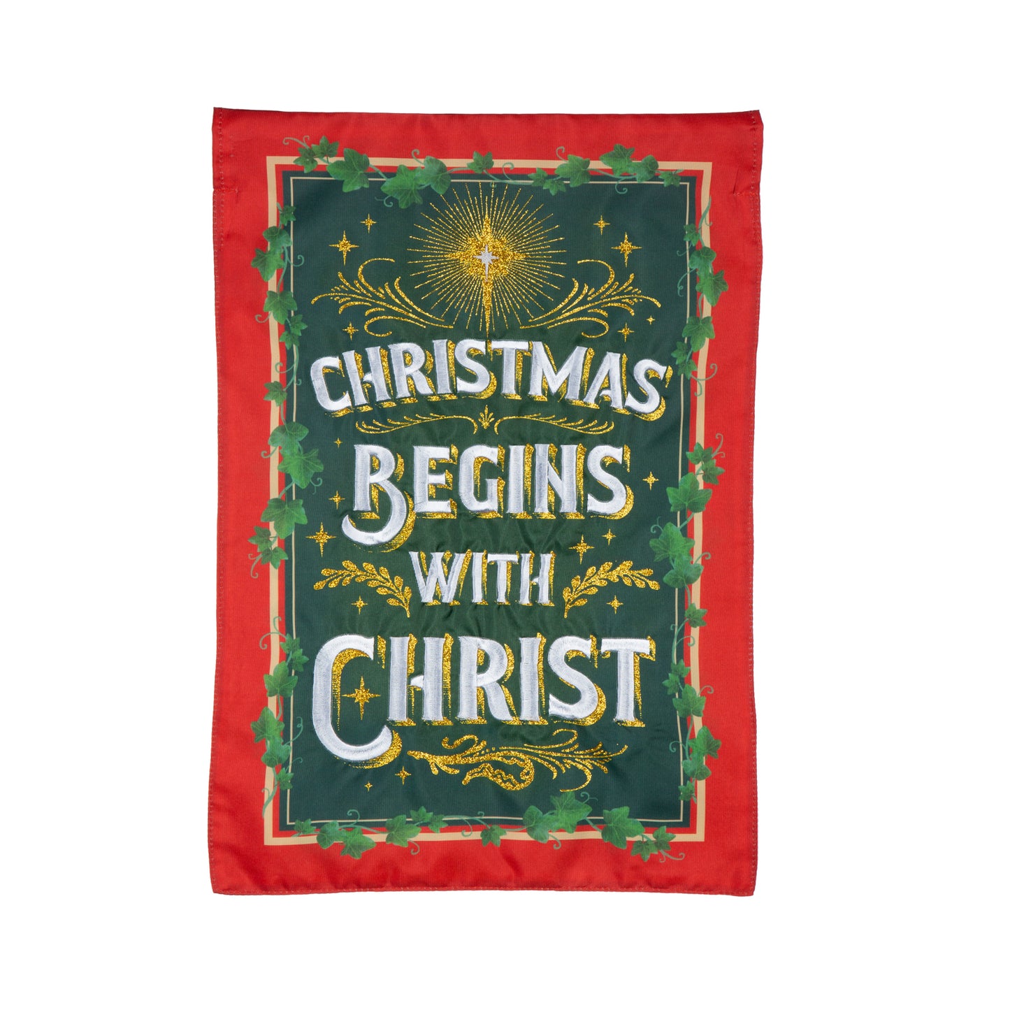 CHRISTMAS BEGINS WITH CHRIST GARDEN FLAG