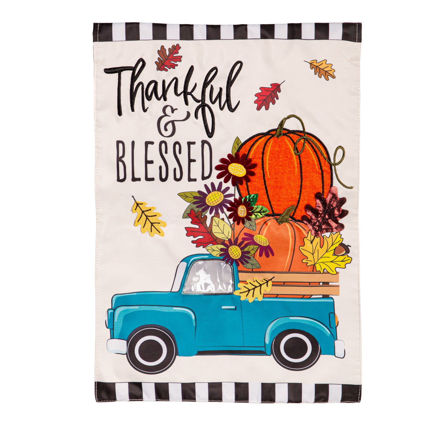 THANKFUL & BLESSED FALL TRUCK GARDEN FLAG