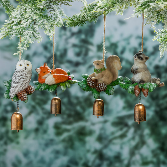 WOODLAND ANIMAL RESIN GARDENBELL