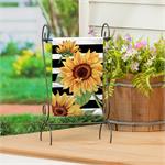 Striped Sunflowers Burlap Garden Flag