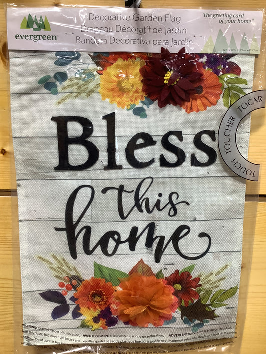 BLESS THIS HOME BURLAP FLAG