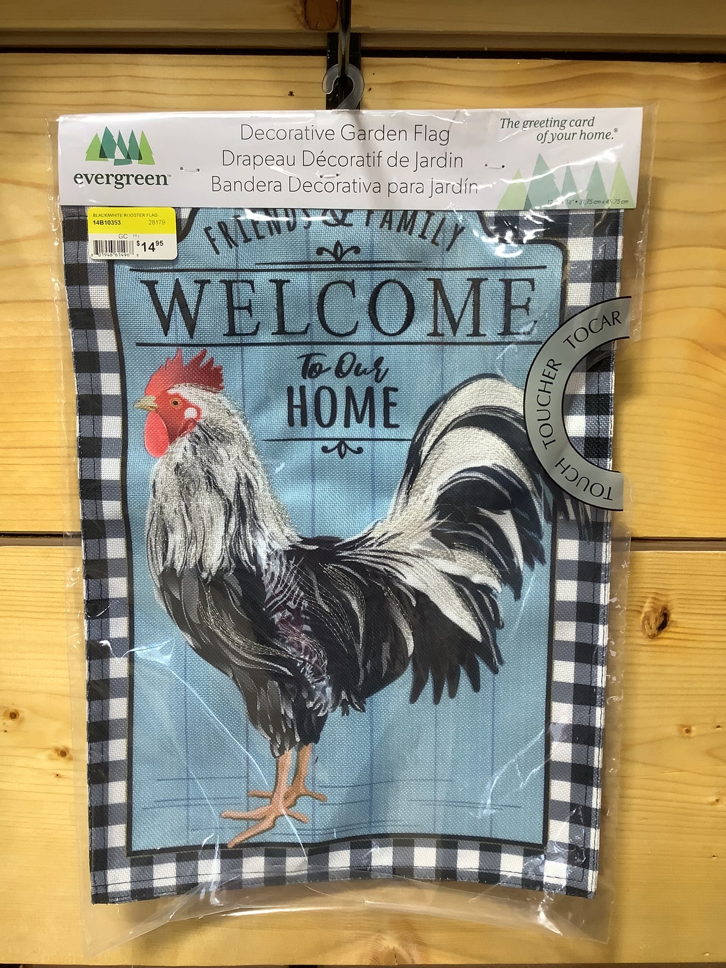 Black and White Rooster Garden Flag