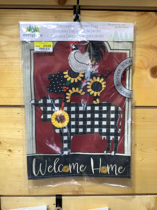 Farm Friends Burlap Garden Flag