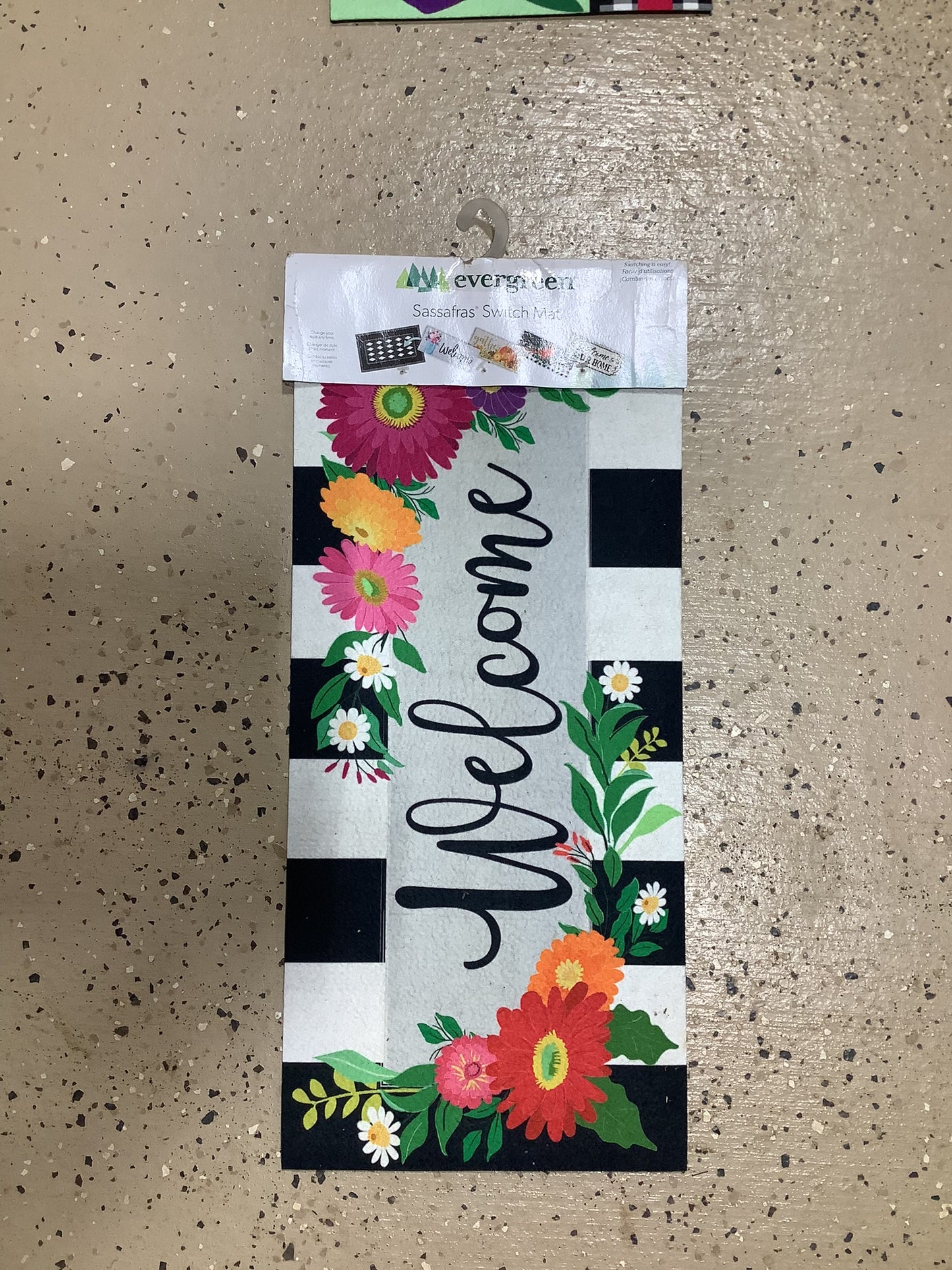 Floral Strip Welcome Sassafrass Switch Mat
